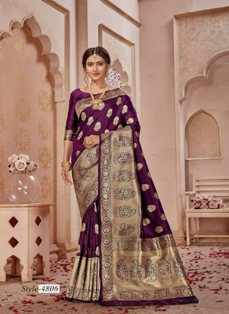 Dark Purple Colour Madhushree Silk Monjolika New Designer Ethnic Wear Banarasi Silk Collection 4806